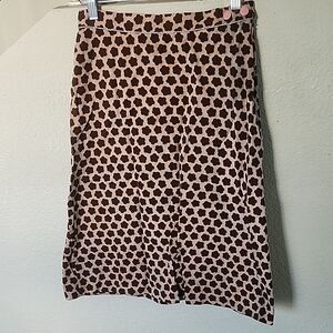 Brown Floral-Pattern Midi Skirt